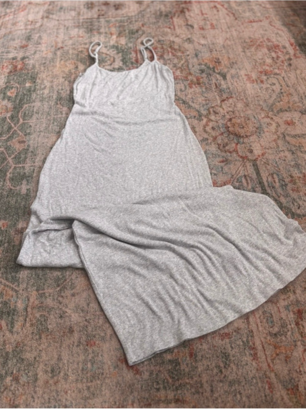 Aerie Light Gray Ribbed Maxi Tank Dress